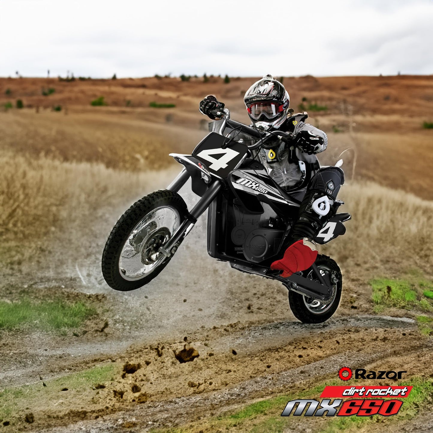 Razor MX650 Dirt Rocket Off-Road Motocross Bike–36V Electric Ride-On, Up to 17 mph, Front & Rear Suspension, Hand-Operated DualBrakes, Twist Grip Throttle, Authentic Motocross Bike Geometry