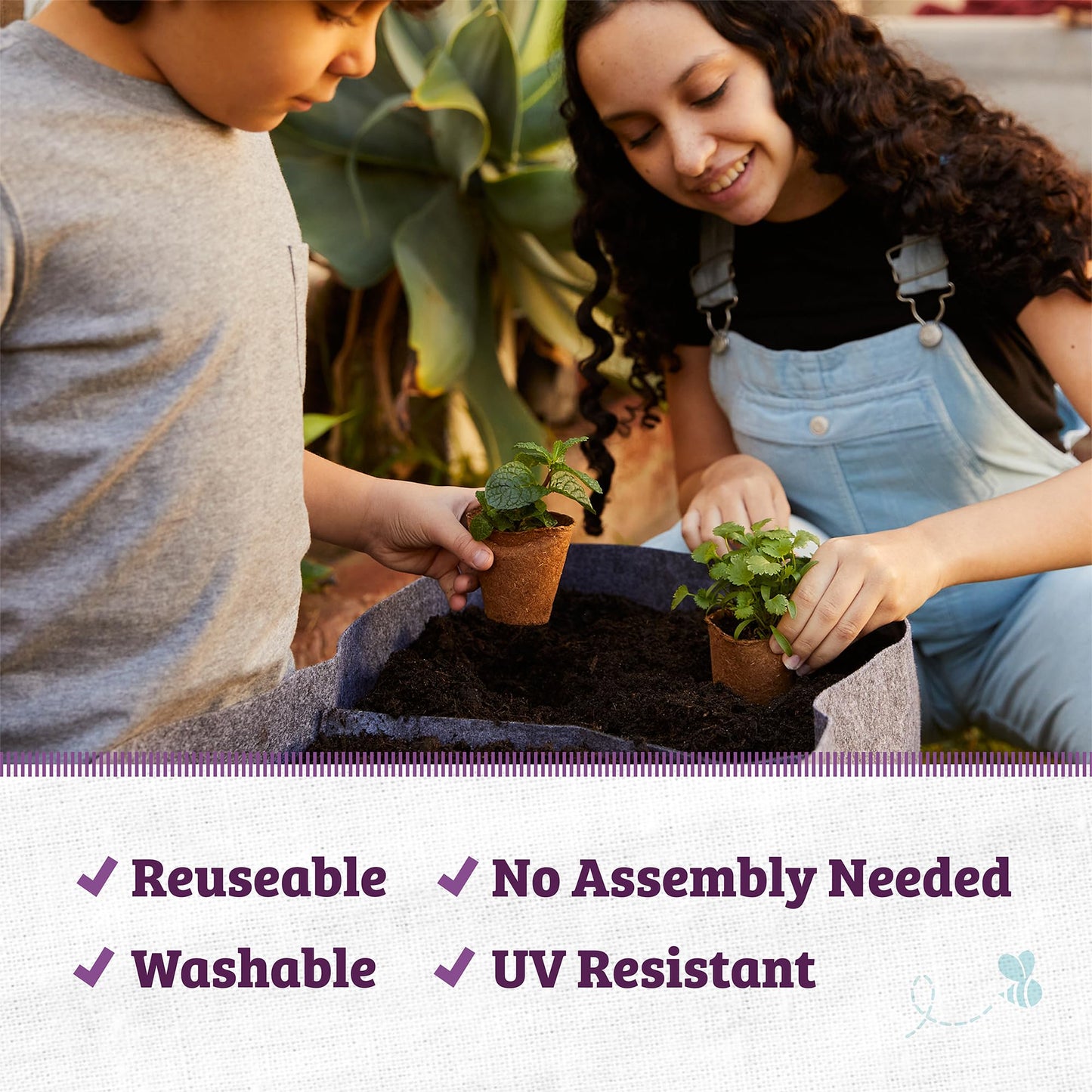 Back to the Roots Breathable Raised Bed (Provides More Oxygen to Roots), 3 Cu. Ft., No Assembly Needed, Reusable & Weatherproof