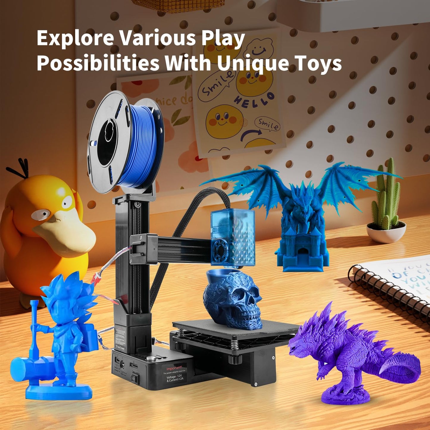 Mini 3D Printer for Beginners with 4 Colors PLA Filament, Portable FDM DIY 3D Printing Machine with TF Card Reader, Easy Setup, 0.4mm Nozzle, 1.75mm Filament, 100x100x100mm Print Size