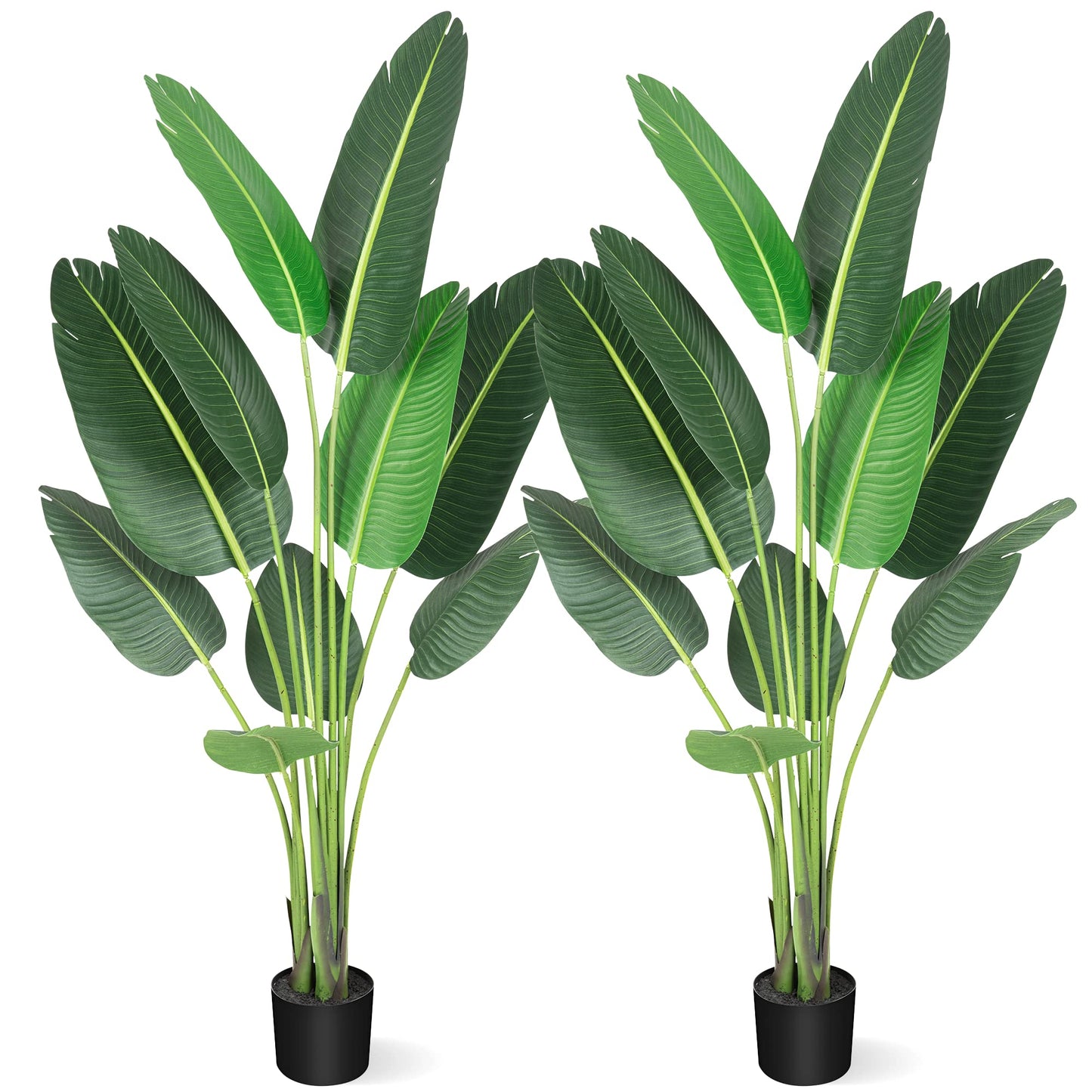 Amyove [ 2Pack ] 60 inchs Artificial Tree Bird of Paradise with 10Trunks, 5 Feet Faux Plant Fake Banana Tree Plant with Pot for Home, Decor, Indoor, Outdoor, Living Room, Office