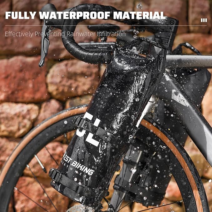 Lixada Bike Fork Bag 5L Bicycle Bag Bicycle Front Bag Bicycle Fork Bag Waterproof Dry Bag Bike Riding Bag Bike Panniers for Mountain Bikes Road Bikes