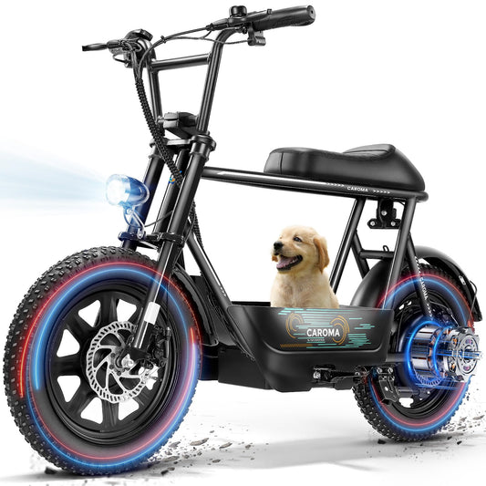 Caroma Peak 1200W Electric Scooters with Seat for Adults, 16" Fat Tire for All-Terrain, 30Miles Max Range, 20mph Top Speed, Commuter Ebike for Adults&Teens, Motorcycle Style