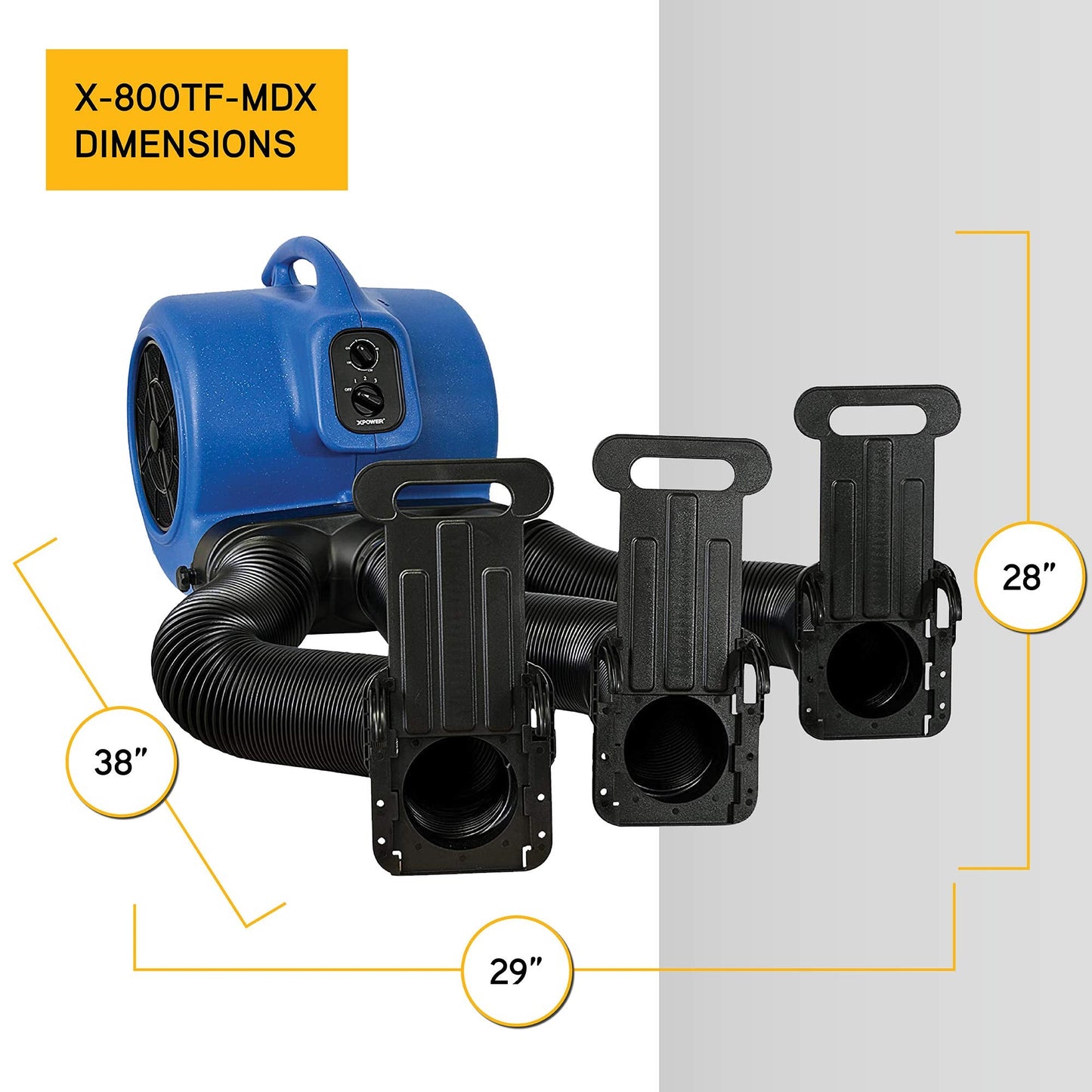 XPOWER X-800TF-MDK 3/4HP Professional Pet Grooming Carbon Dust Free Cage Dryer with Multi Drying Kit & Timer For Quicker Turnaround Time