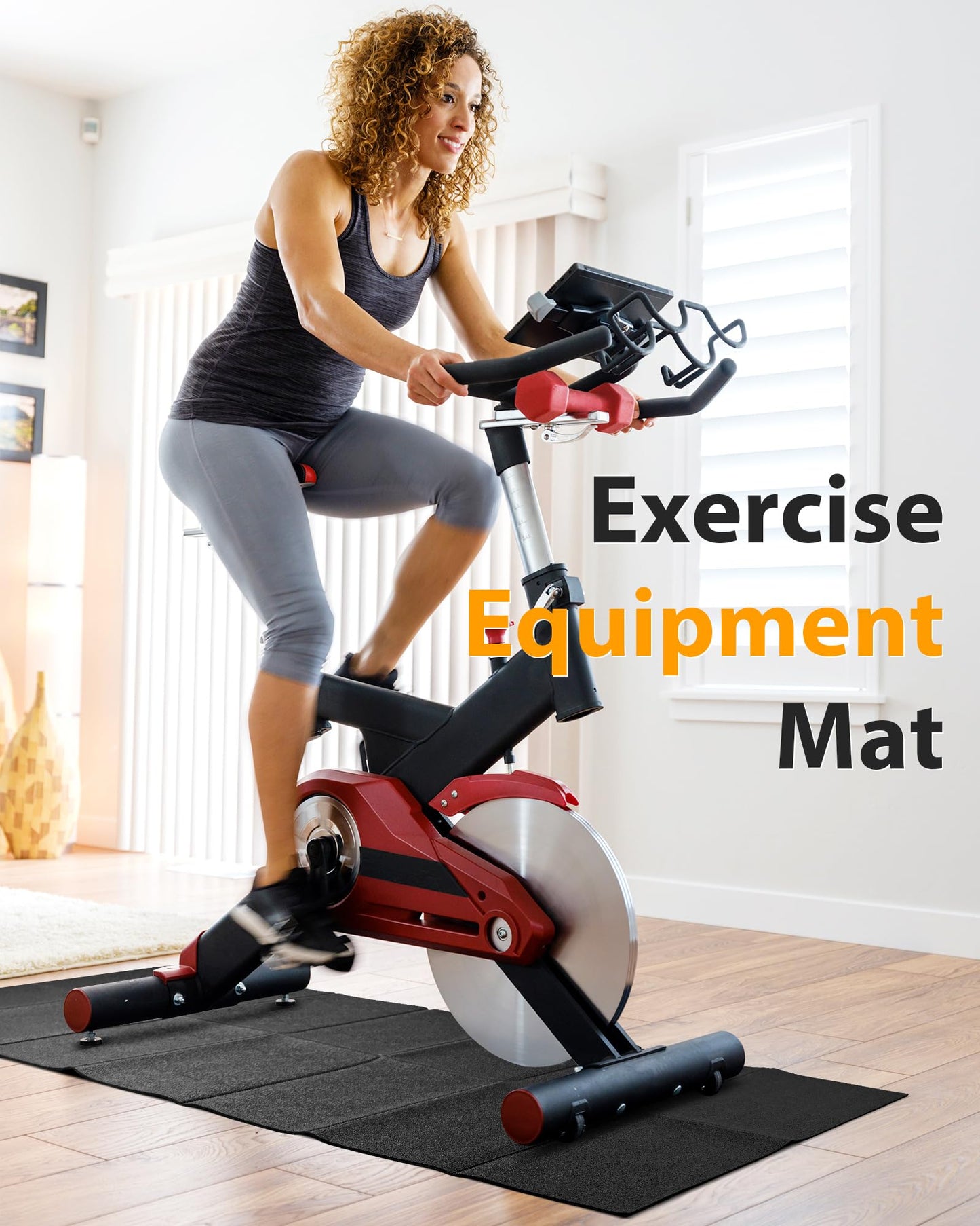 Rellfit Foldable Rubber Treadmill Mat - Exercise Bike Mat with Waterproof Non-Slip Shock Absorption, Exercise Equipment Mat to Protect Floor for Home Gym Workout