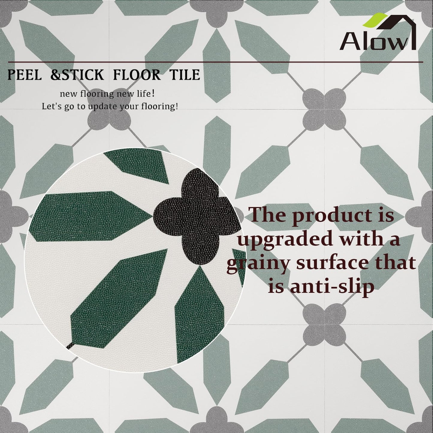 Alow Peel and Stick Flooring, Peel and Stick Floor Tile Waterproof,Flower Self-Adhesive Vinyl Flooring Suit for Bathroom Toilt,Kitchen 12x12in(10pcs)