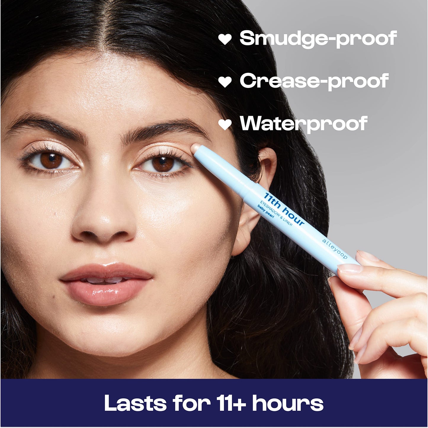 ALLEYOOP 11th Hour Waterproof Cream Eyeshadow Stick – Long-Lasting Eye Shadow Pencil & Eyeliner, Cream to Powder Stick & Highlighter – Smudge-Proof Eyeshadow Shimmer, Baby Pearl Shimmer
