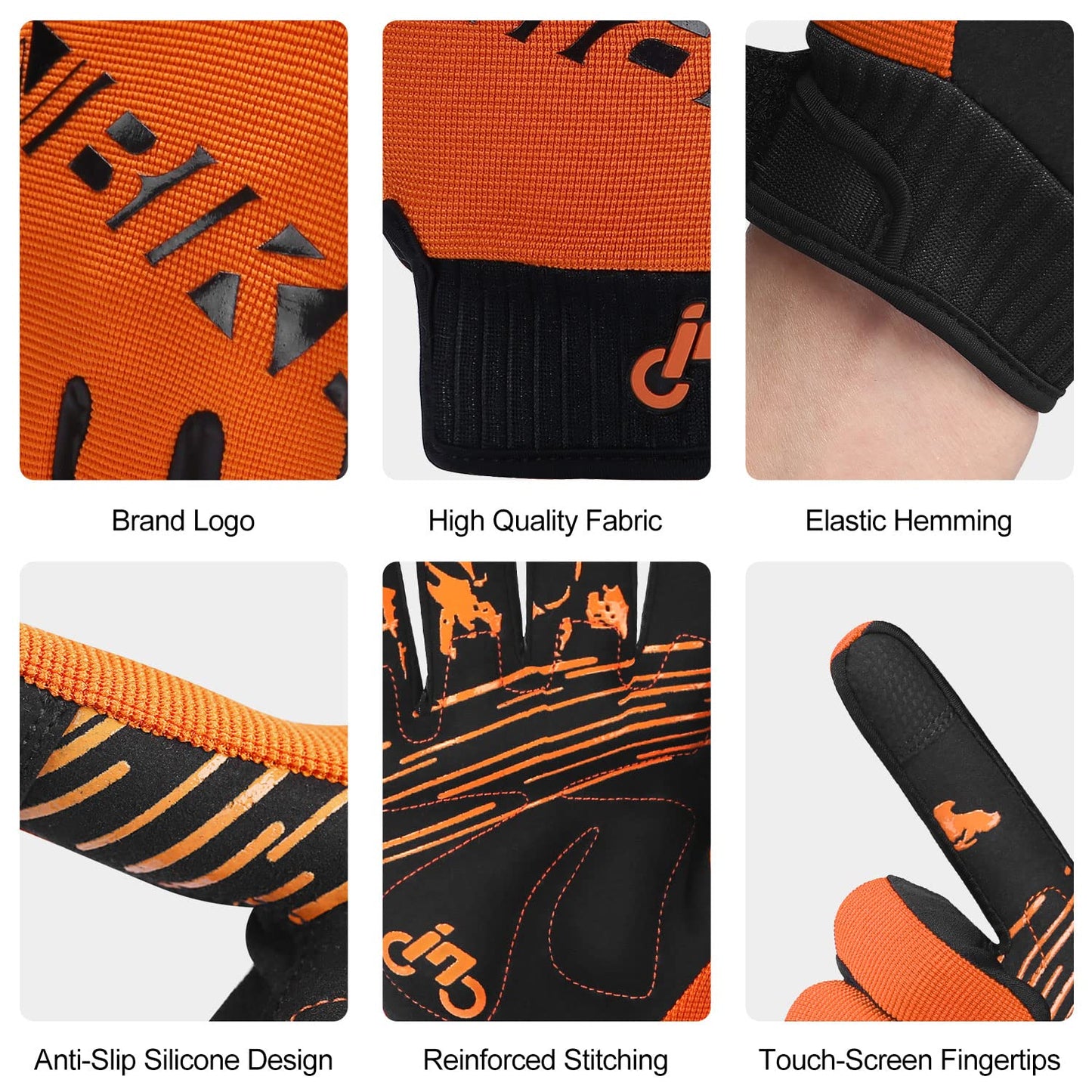 INBIKE Cycling Gloves for Men/Women Bike Gloves with Touchscreen-Padded Anti-Slip Mountain Biking MTB Bicycle Gloves for Cycling/Workout/Gym/Outdoor Orange XL
