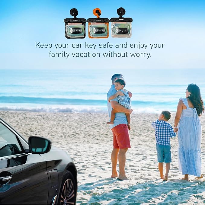 2Pack Waterproof Car Key FOB Case Floating Wallet Pouch for Remote Keys ID Credit Card Cash Money Submersible Dry Bag Holder (2, Transparent + Transparent)