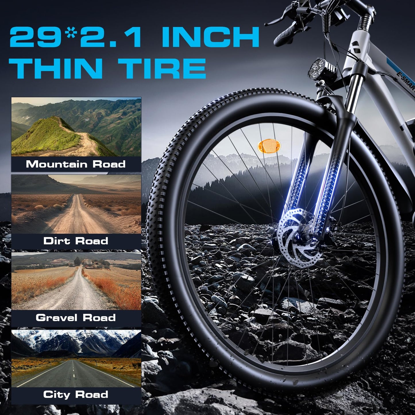 PUJH Peak 1500W Motors Electric Bike for Adults, 48V 17.5Ah Battery, 29"*2.1 Fast Ebike,Max 32 mph 30-80 Miles,Front Suspension Disc Brake Class 3 E-Bike,Off Road Mountain Hunting for Men