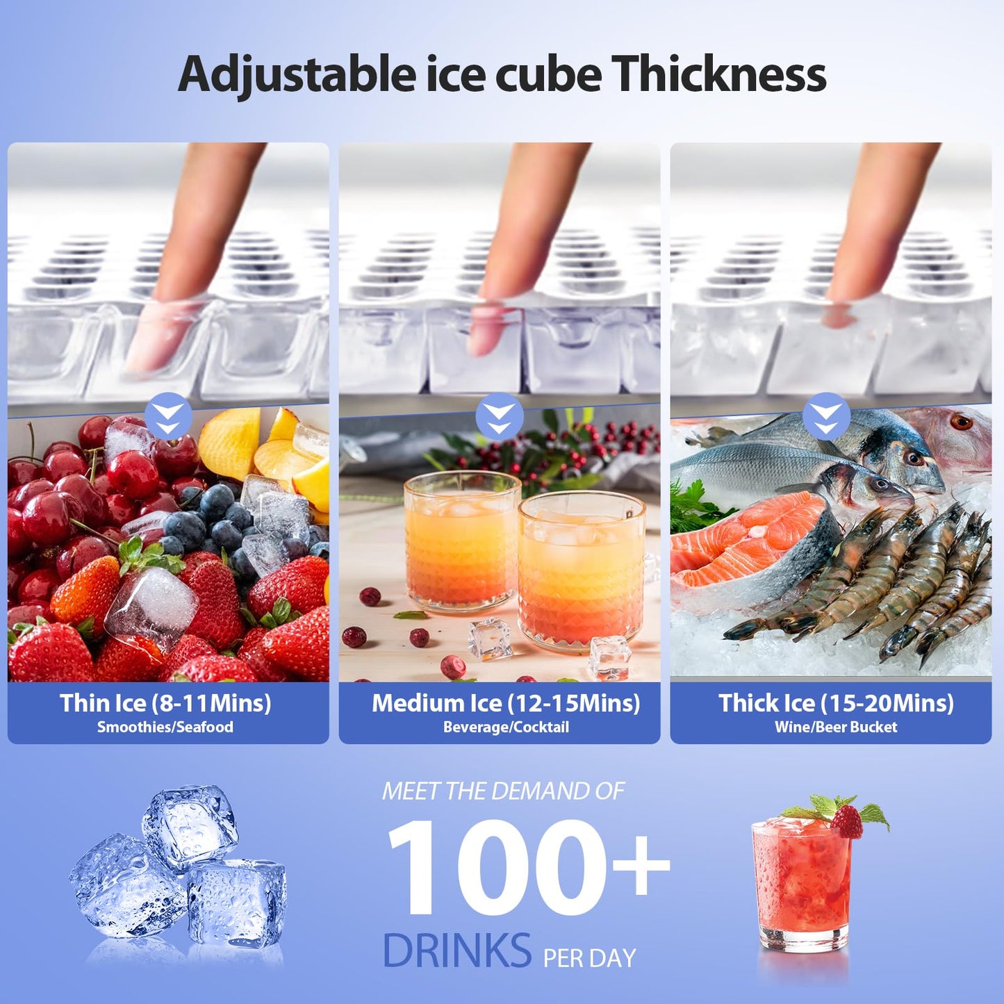 Ice Maker, Commercial Ice Machine,90Lbs/Day, Stainless Steel Ice Machine with 18Lbs Capacity,36 Ice Cubes Per Cycle Ideal for Restaurant, Bars, Home and Offices, Includes Scoop Silver