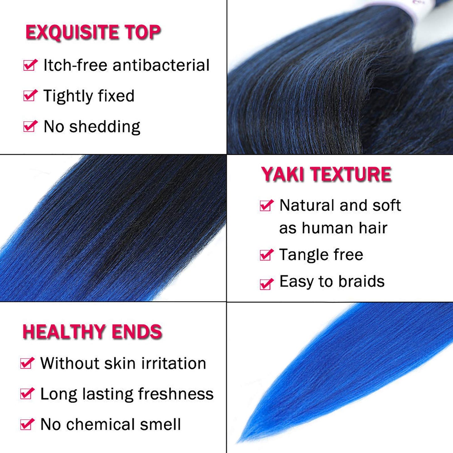 Alrence Pre Stretched Braiding Hair Long Braid 30 Inch 8 Packs Professional Braiding Hair Extensions Synthetic Crochet Twist Braids (30 Inch, 1B/Blue)