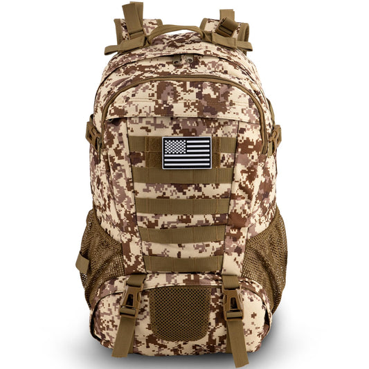 Jueachy Tactical Backpack for Men Hiking Day Pack Molle Military Rucksack Waterproof 30L EDC Bag with USA Flag Patch Desert Camo Style