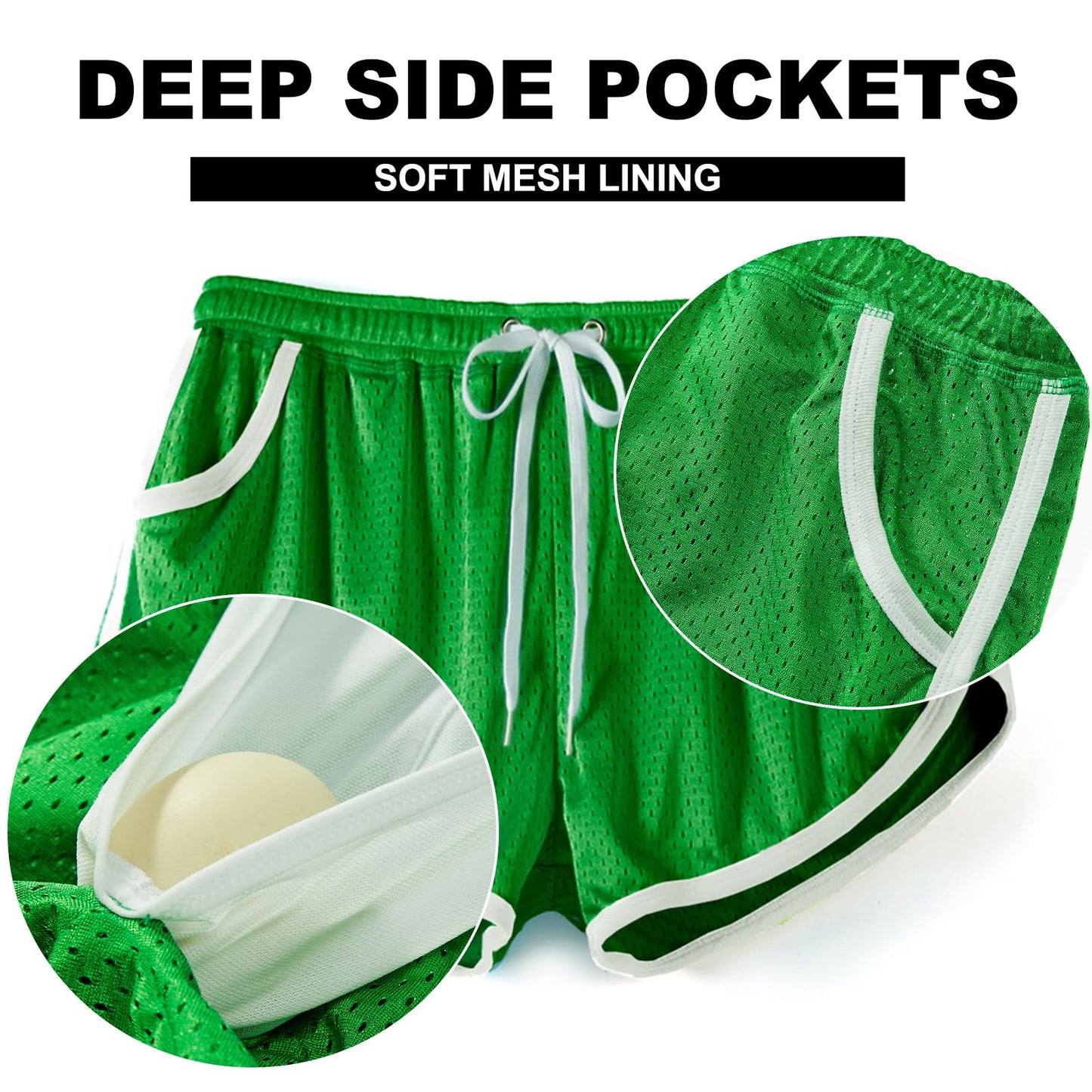 AIMPACT Mens Running Athletic Sports Fitness Exercise Workout Shorts 3 inch Mesh Booty Short Shorts for Men (Green S)