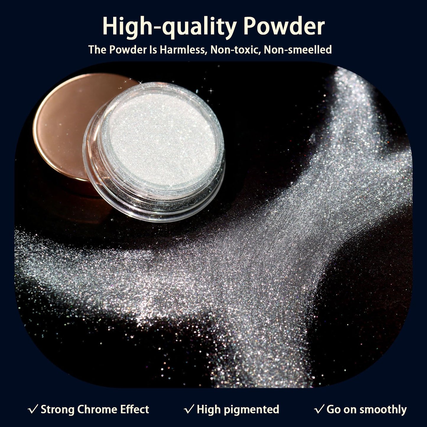 Allstarry Unicorn Chrome Nail Powder, Aurora Mermaid Iridescent White Pearl Nail Chrome Powder Pigment Glitter Fairy Dust for Nail Art, Manicure, Gel Nail Polish - Moonlight White