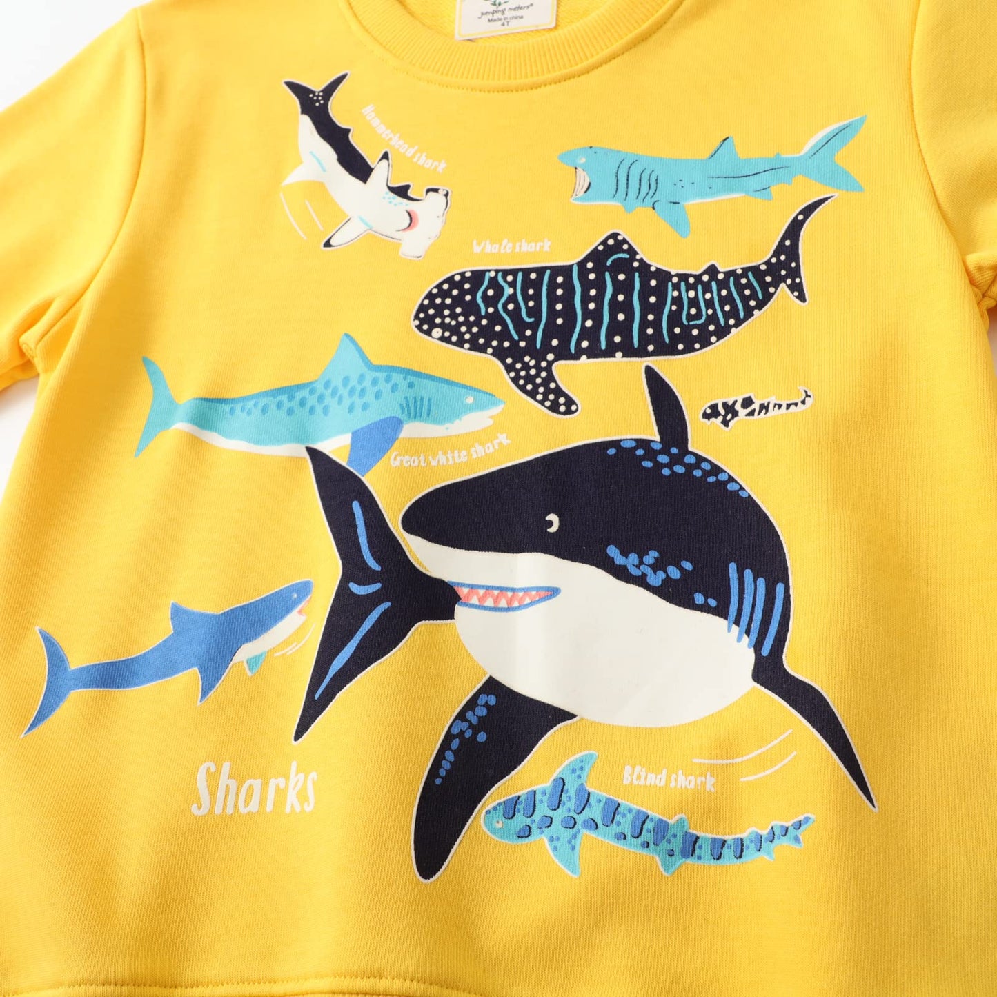 Akyzic Toddler Sweatshirts Boys Shark Clothes Crewneck Winter Long Sleeve Pullover Tops Shark Hoodies Baby Shark Shirt Yellow Sweater Kid 6t/8200