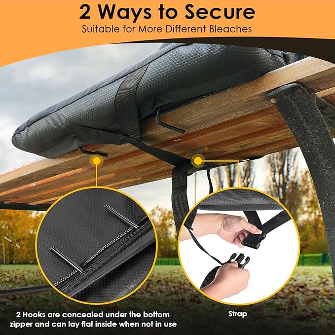 HOPERAN 2pcs Dual-Sided Heated Stadium Seats for Bleachers with Back Support, 3 Levels Heating Stadium Seating for Bleachers Seat with Backrest, 5 Pockets Portable Stadium Chair for Outdoor