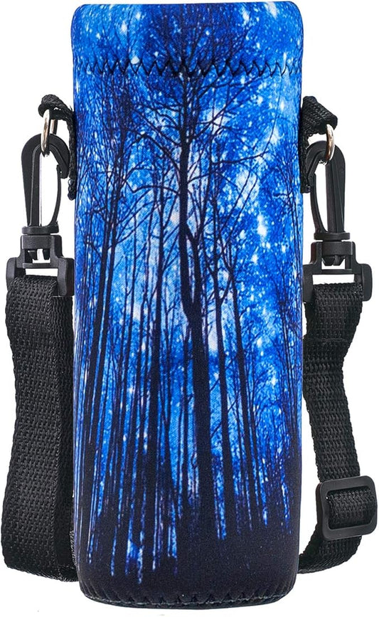 Water Bottle Sling Case Bag Carrier Holder - 500ML 750ML 1000ML Neoprene Water Bottle Sleeve Cooler Cover Pouch with Adjustable Shoulder Strap for Men Women Travel Camping Walking Hiking Running