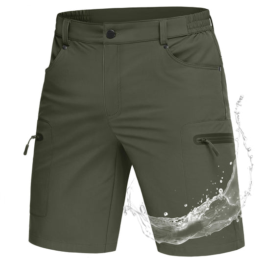 MAGCOMSEN Men's Golf Shorts Breathable Dry Fit Cargo Work Shorts Stretch Athletic Gym Hiking Fishing Short 3 Zipper Pockets Army Green