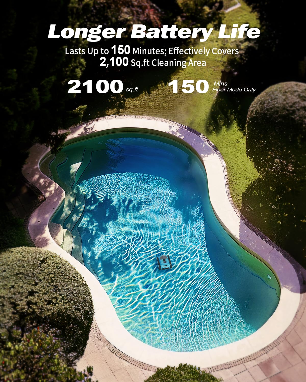(2025 Upgraded) Cordless Robotic Pool Vacuum Cleaner,Wall-Climbing & Waterline Cleaning, Smart Navigation & App Control, 150 Min Runtime for In-Ground & Above Ground Pools up to 2000 Sq Ft