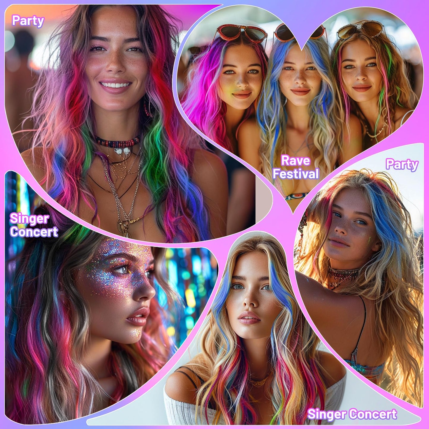 BADCOLOR Silver Hair Temporary Hair Dye Comb For Girls Kids Adults, Washable Hair Chalk Makeup For Halloween Christmas Birthday Cosplay Festival (Silver)