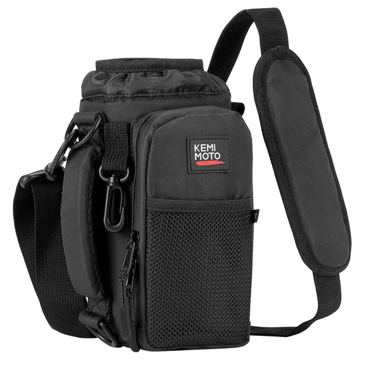 KEMIMOTO Water Bottle Holder Bag, Water Bottle Carrier with Adjustable Shoulder Strap, Water Bottle Pouch Holder for Hiking, Compatible with YETI STANLEY SLM 32 oz, 40 oz (Black-1, Elastic Band-32 oz)