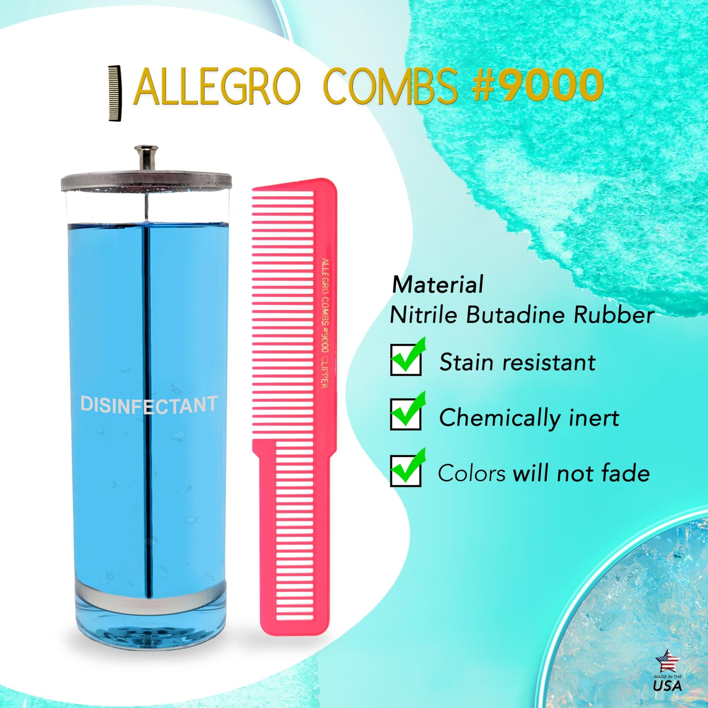 Allegro Combs 9000 Clipper Cutting Combs Blending Combs Fading Combs 6 Pk. (Neon Pink)