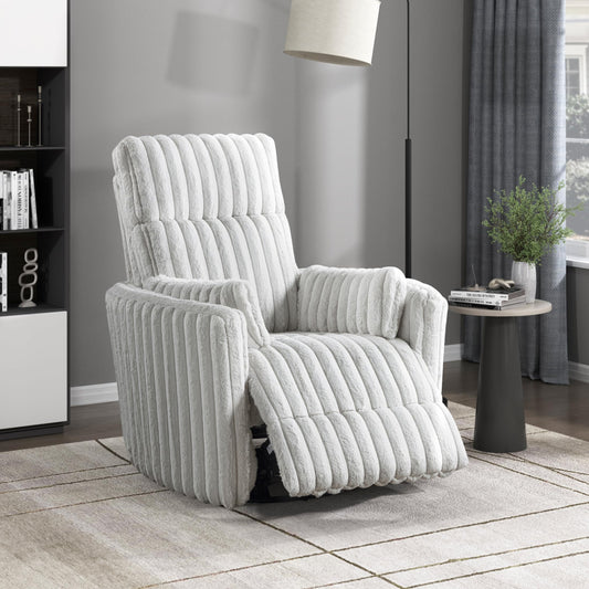 Lexicon Modern Swivel Glider Recliner Chair, Nursery Glider, Corduroy Fabric Upholstery Recliner with High Back, Manual Recliner Sofa Chair for Living Room/Office/Apartment, Gray