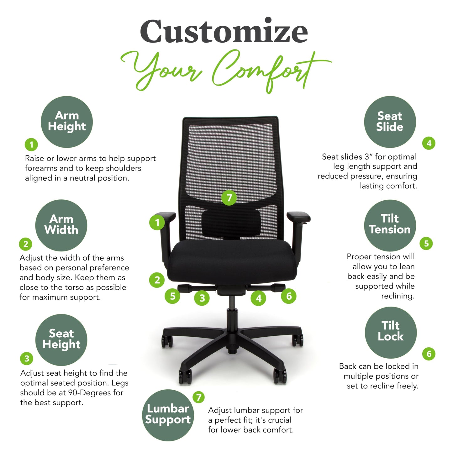 HON Ignition 2.0 Ergonomic Office Chair, Adjustable Tilt, Swivel Wheels, Comfy for Long Hours, Home Office Desk Chairs, Black