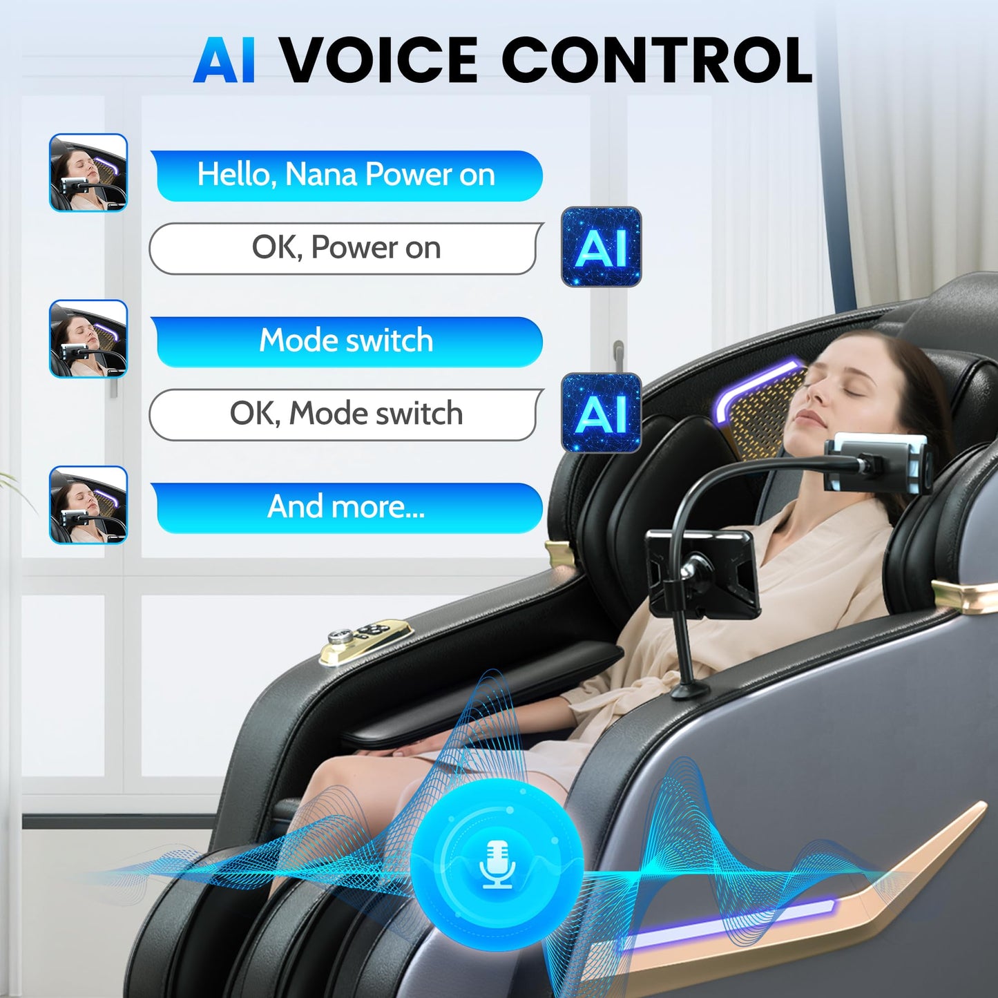 Massage Chair Full Body, 160° Zero Gravity Recliner with 57'' SL Track, Shiatsu Neck Shoulder Massager with Heating, Fix Point Massager, Airbag Massage, Foot Rollers, Bluetooth, Phone Holder, Black