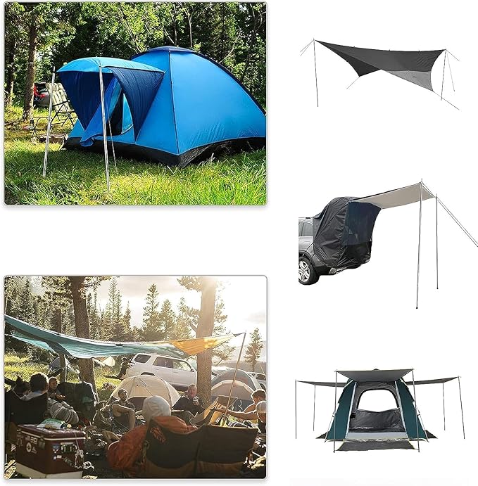 KOMCLUB Telescoping Tent Poles Adjustable Tarp Poles Camping Stainless Steel Lightweight Tent Poles for Trap Sun Sails Canopy Awning Shelter Backpacking Hiking 78 in Set of 4