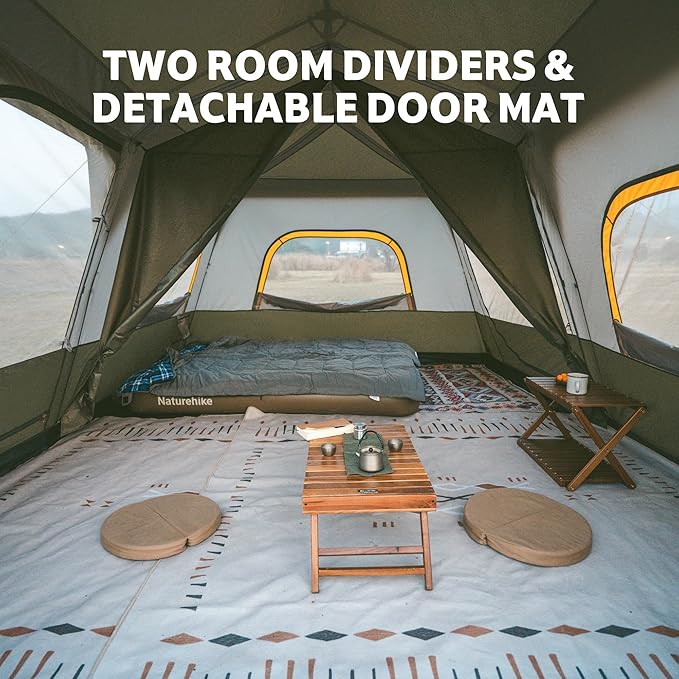 Naturehike Cape 4/6/8 Person Camping Tent, 60S Easy Setup Instant Tent Pop up Tent, Waterproof Large Tall 6/8 Person Tents for Camping, Car Camping