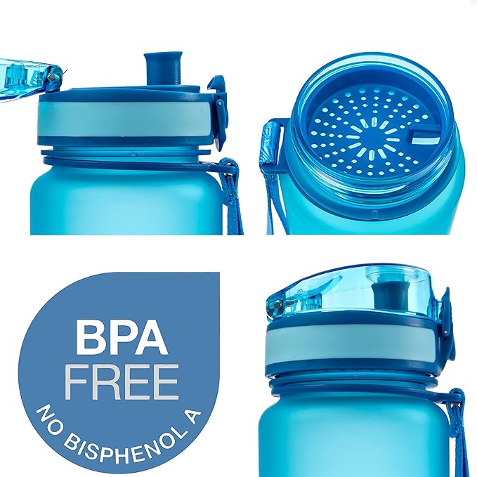 Embrava Sports Water Bottle - 32oz Large - Fast Flow Quick Sip Lid - BPA & BPS Free - Leakproof, Flip Top - Lightweight & Sturdy Tritan Plastic - Strainer for Fruit & Ice