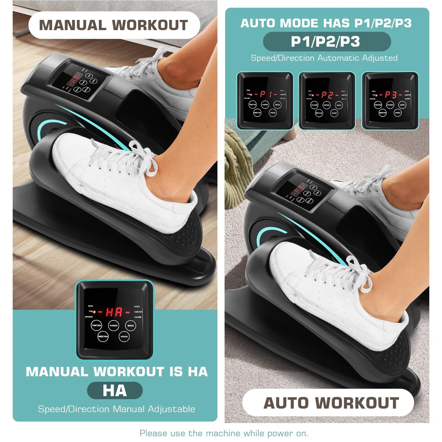 ANCHEER Under Desk Elliptical, Electric Ellipse Leg Exerciser While Sitting for Seniors Adults, Quiet Portable Motorized Seated Foot Pedal Exerciser with Remote Control for Home Office Use