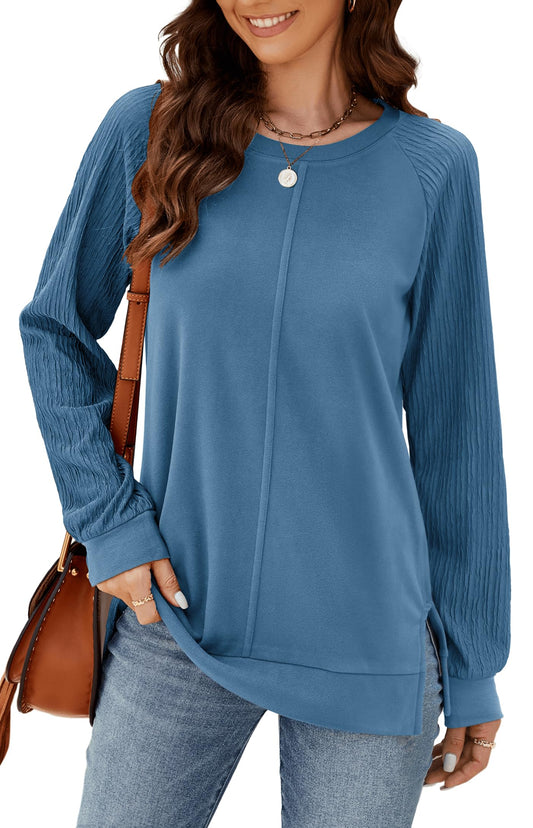 Aifer Sweatshirt For Womens Fashion Winter Tops Cozy Long Sleeve Shirts Trendy Business Casual Outfits 2024 Peacock Blue
