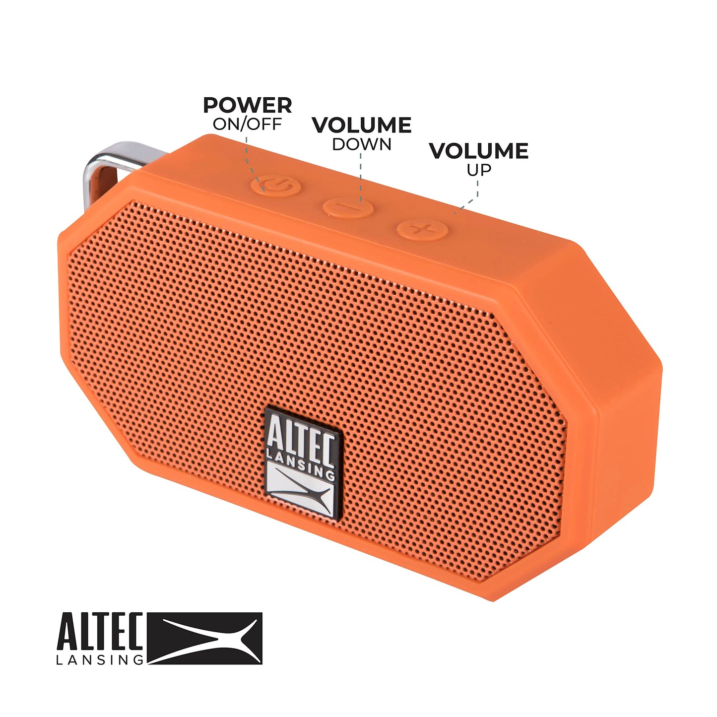 Altec Lansing Mini H2O - Waterproof Bluetooth Speaker, IP67 Certified & Floats in Water, Compact & Portable Speaker for Hiking, Camping, Pool, and Beach,Orange