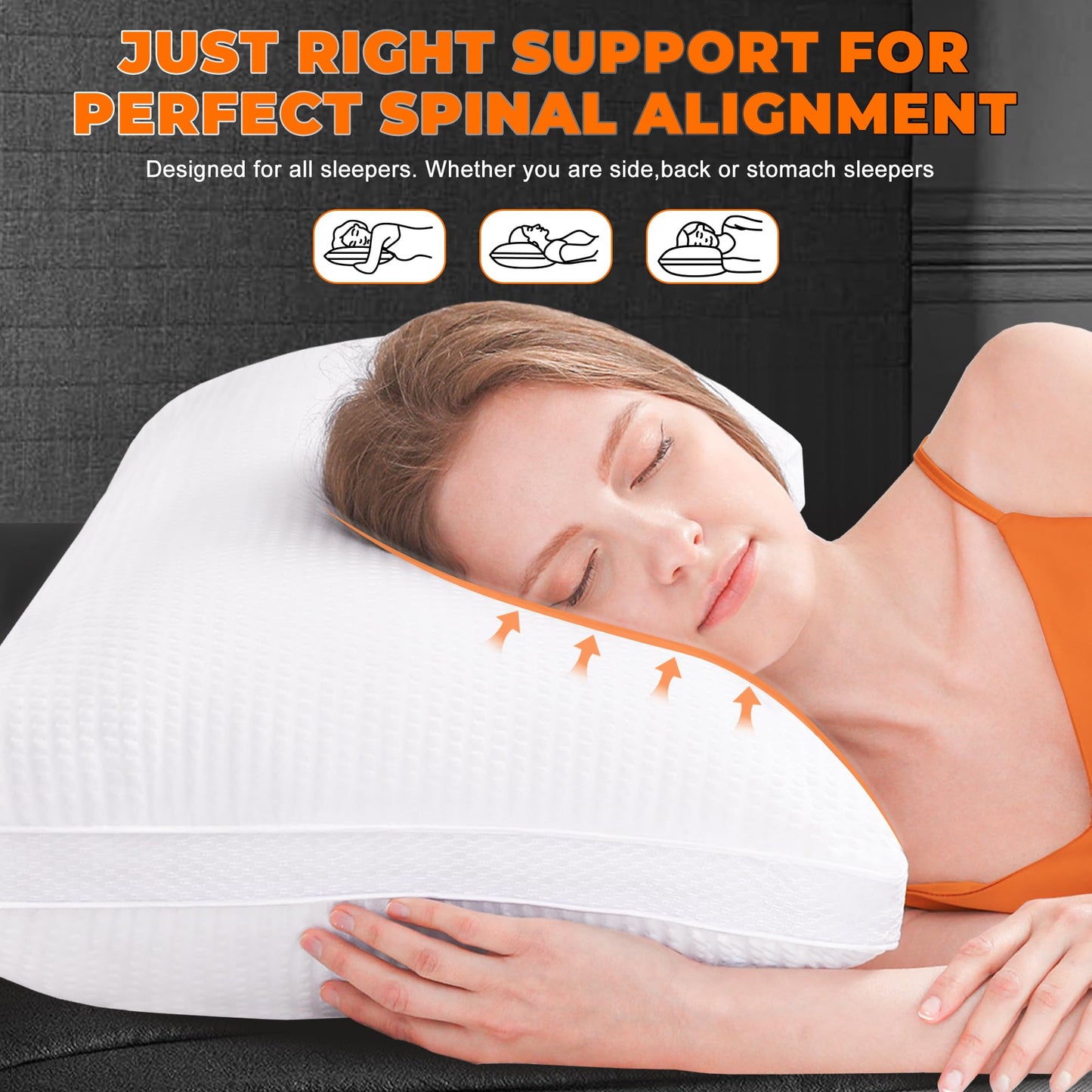 AIAEL Bed Pillows for Sleeping Firm and Soft Queen Size Set of 2, Supportive & Comfortable Down Alternative Pillow, Luxury Hotel Gusseted Pillows for Side and Back Sleepers