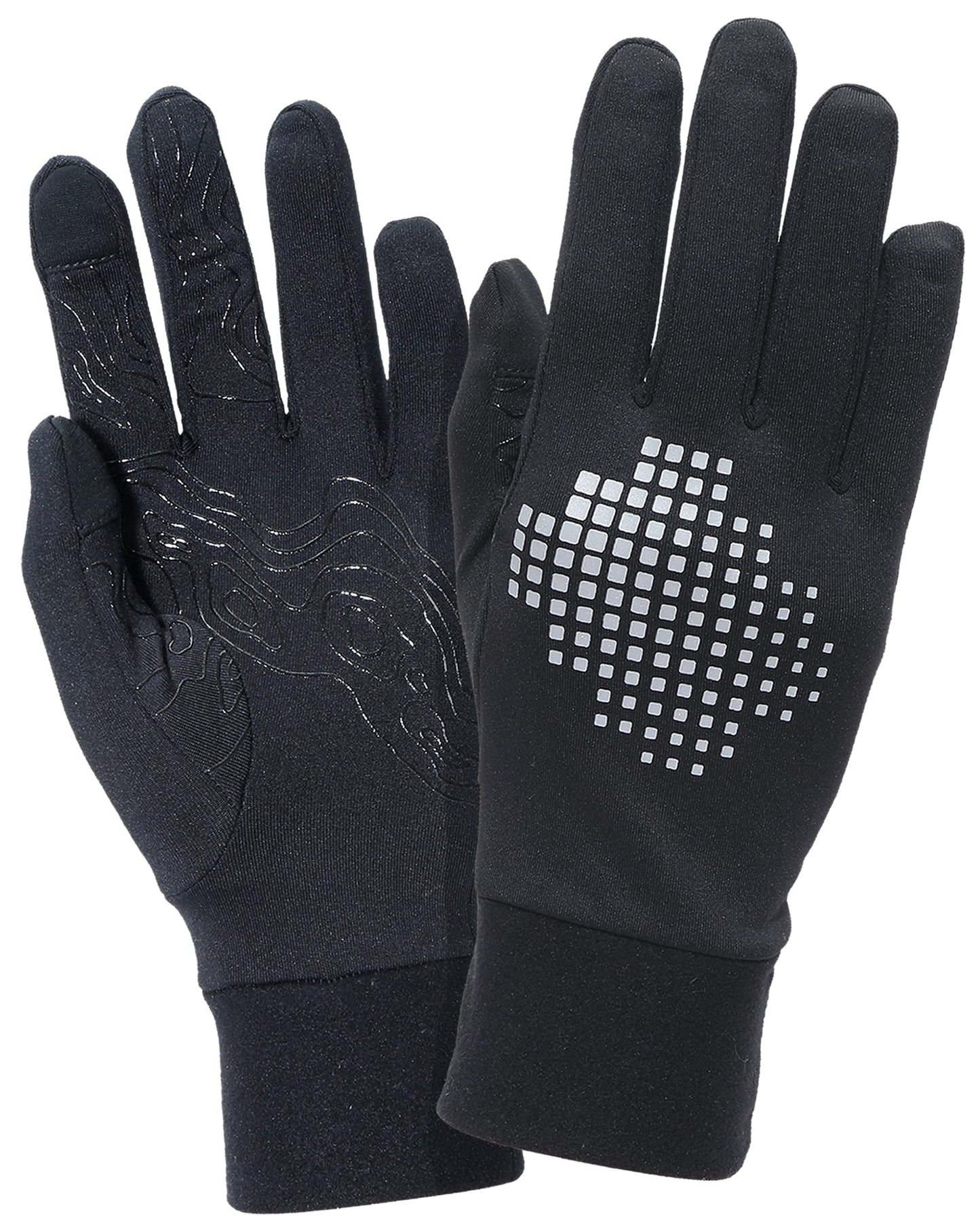 TrailHeads Running Gloves | Lightweight Gloves with Touchscreen Fingers - Black/Reflective (Medium)
