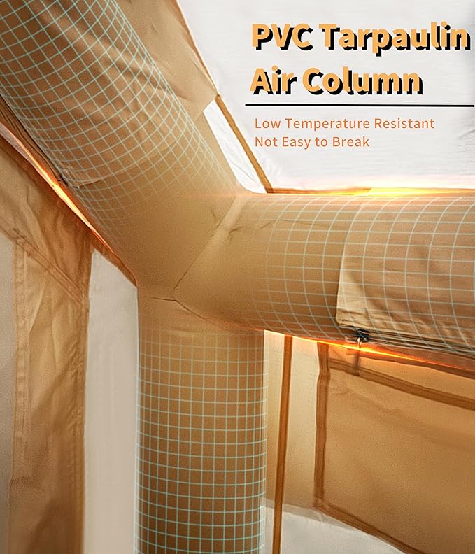 Inflatable Camping Tent with Pump, Luxury Camping Tent, Easy to Set Up, 4-Season Waterproof and Windproof Outdoor Gazebos, Luxury Cabin Tent with Two Doors and Six Windows.