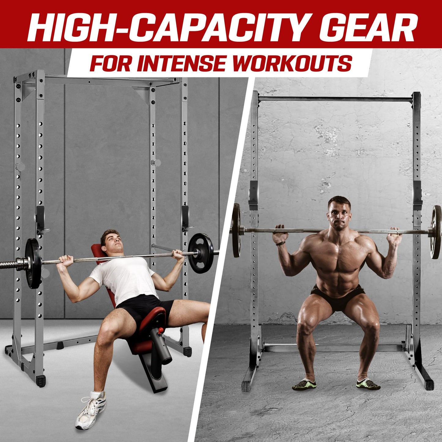 Yes4All Alloy Steel J-Hook 2 * 2, Hole 1/2 Power Rack Attachments - Capacity 1,000 lbs for Squat Rack for Home Gym