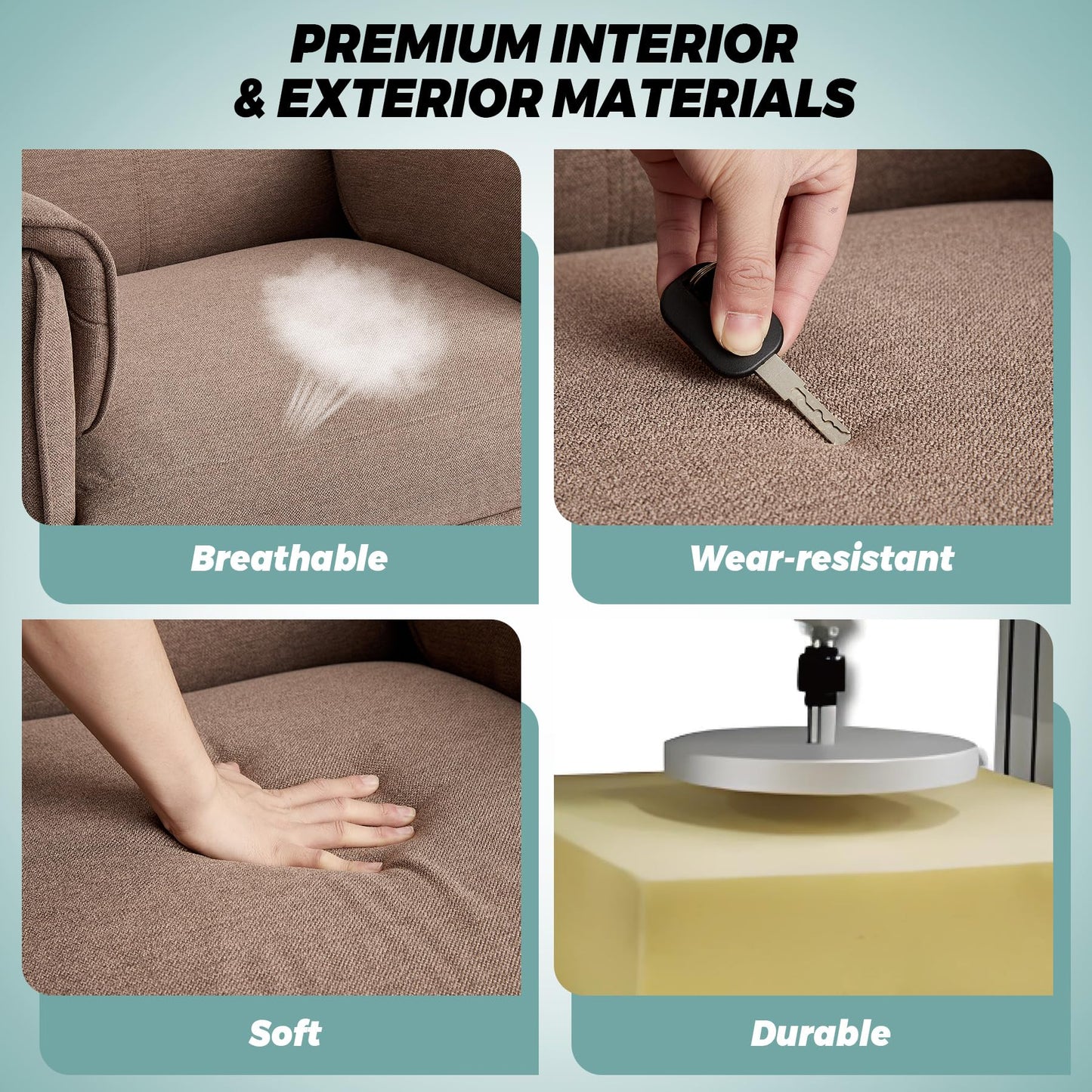 Garvee Elertric Recliner Chair with Memory Function Adjustable Single Recliners Sofa with Remote Control for Adults, Home Theater Seating ＆Armchair for Living Room/Office (Light Khaki, Fabric)