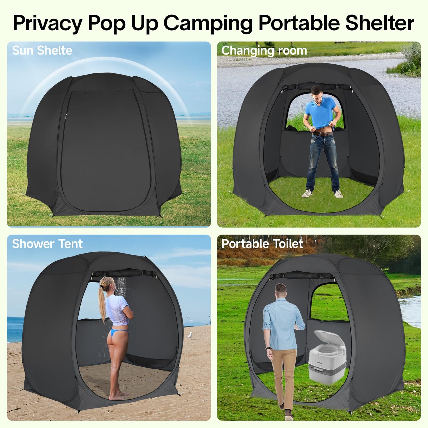 Alvantor Pop Up Screen Tent House Room Instant Outdoor Camping Canopy Sun Shelter Gazebo for Patio, Backyard & Deck, Privacy Tent(2-10 People, 8'x8' 10'x10' 12'x12')
