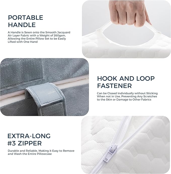 3PCS Bed Wedge Pillow Set - Memory Foam Adjustable 8&12'' Folding Triangle Pillow for Leg Knee Support Sleep Apnea Back Pain Relief Acid Reflux Snoring Sitting Up Rest Post Surgery Recovery