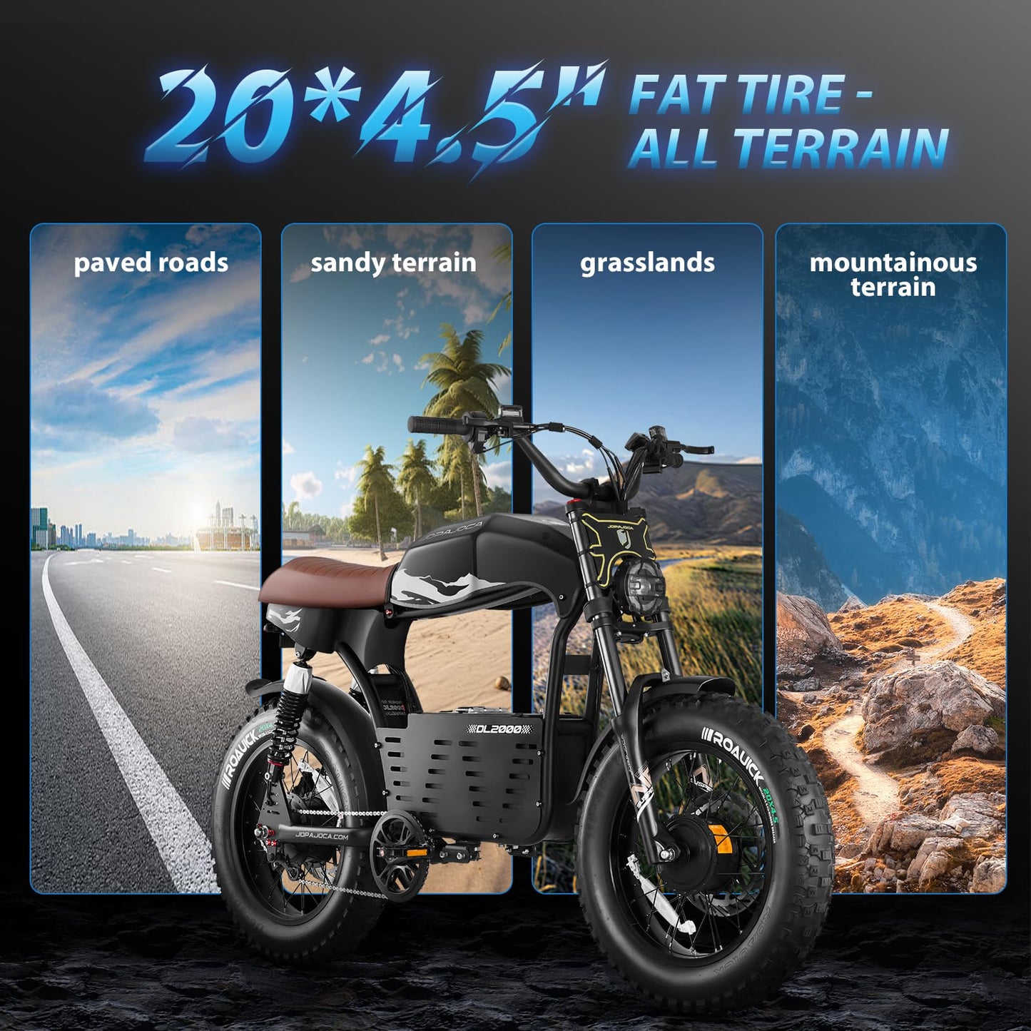 eAhora 4000W Dual Motor Electric Bike for Adults 44MPH Ebike with 52V/30AH Battery, 20 * 4.5" Fat Tire Electric Dirt Bike, Full Suspension Dual Hydraulic Brake Electrick Motorcycle