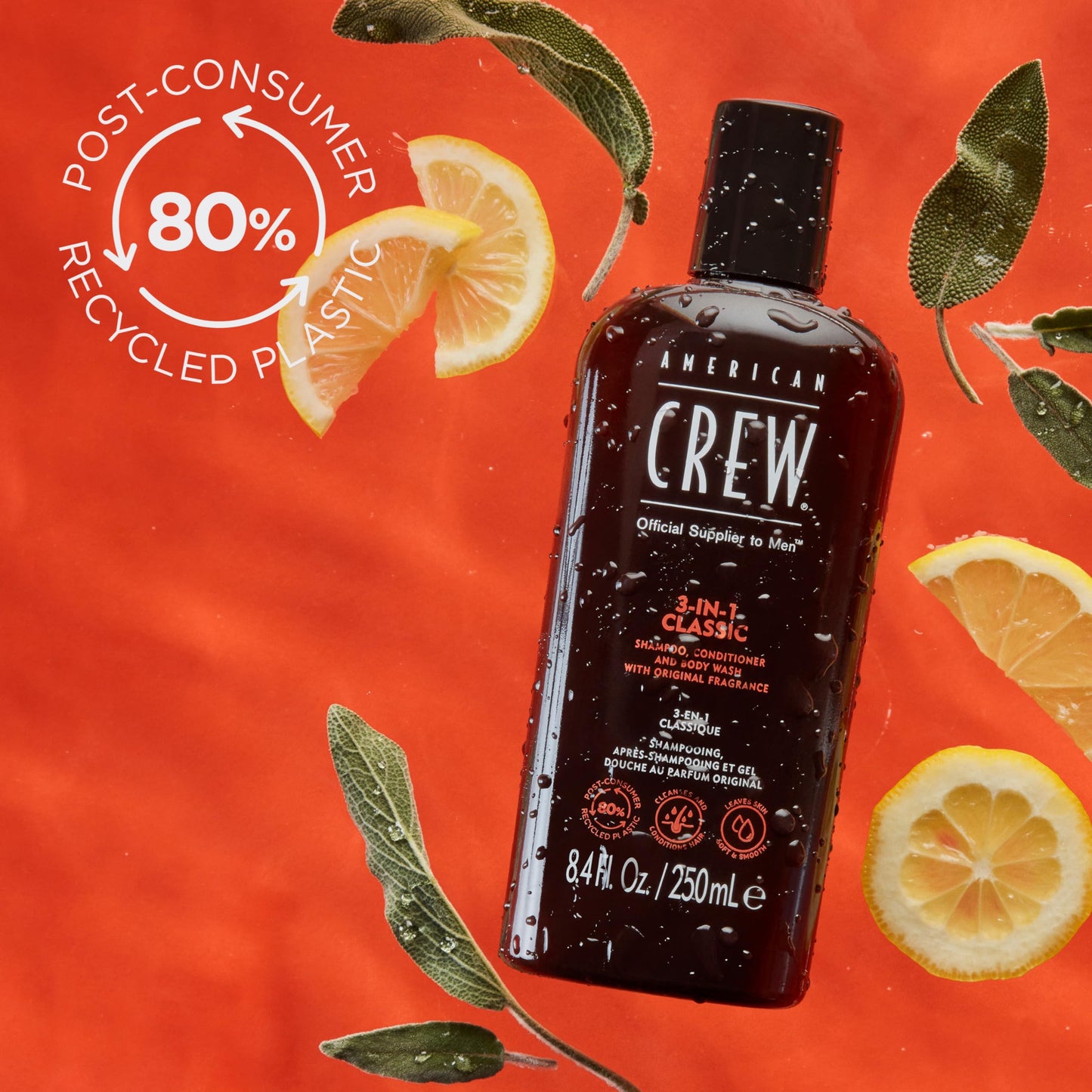 American Crew Shampoo, Conditioner & Body Wash for Men, 3-in-1, 8.4 Fl Oz