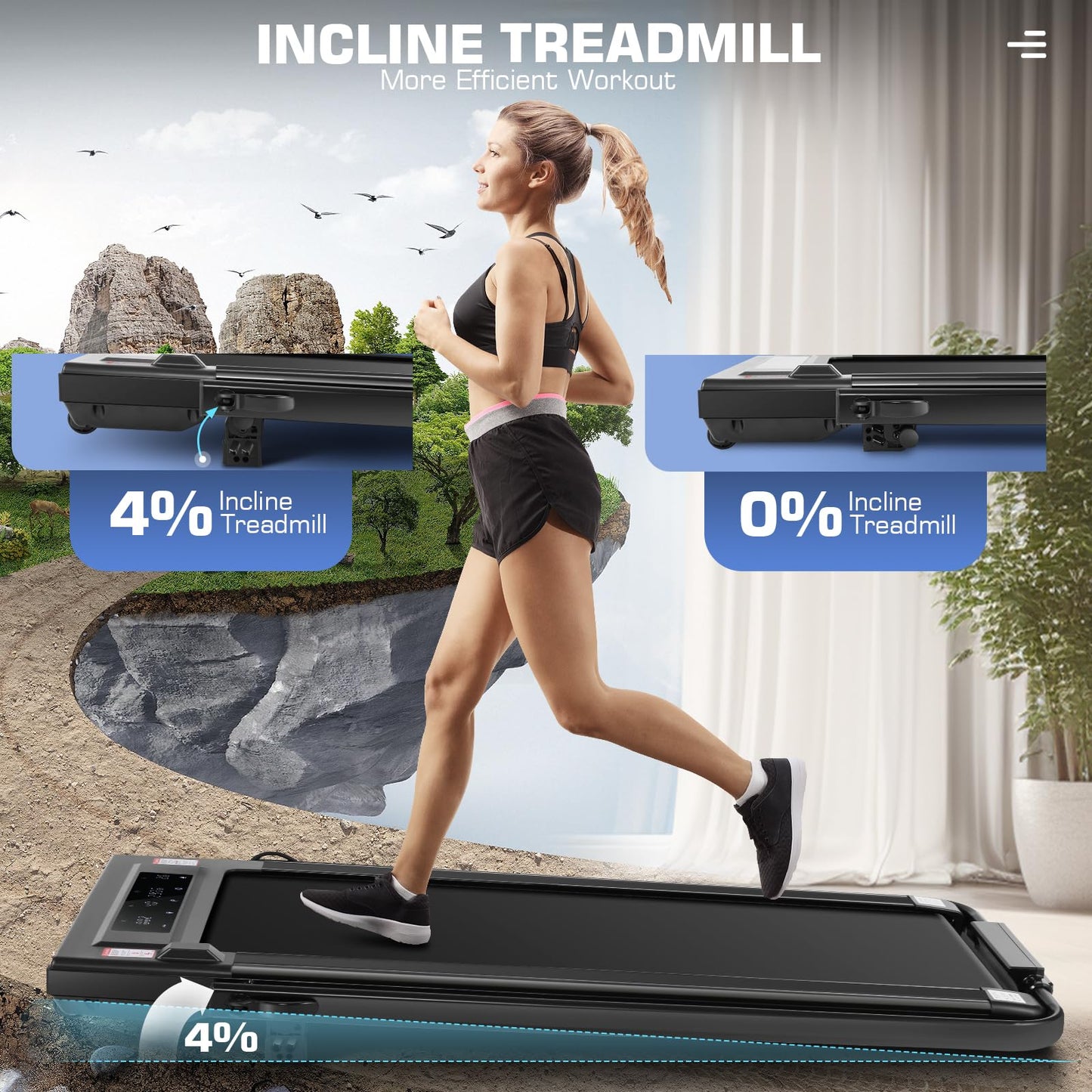 ANCHEER Folding Under Desk Treadmill, 2 in 1 Walking Pad Treadmill with Remote Control, Quiet Jogging Running Electric Machine for Home Office