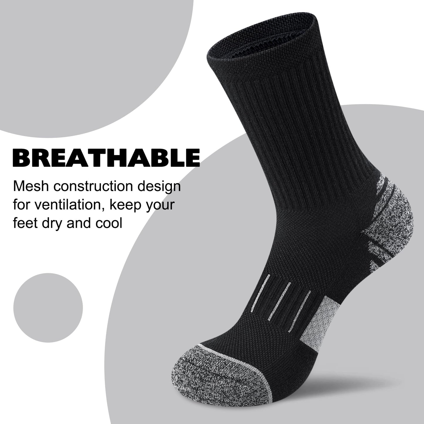 Amutost Crew Socks Women 3-6 Pairs: Hiking Athletic Running Crew Socks with Support Cushioned Socks