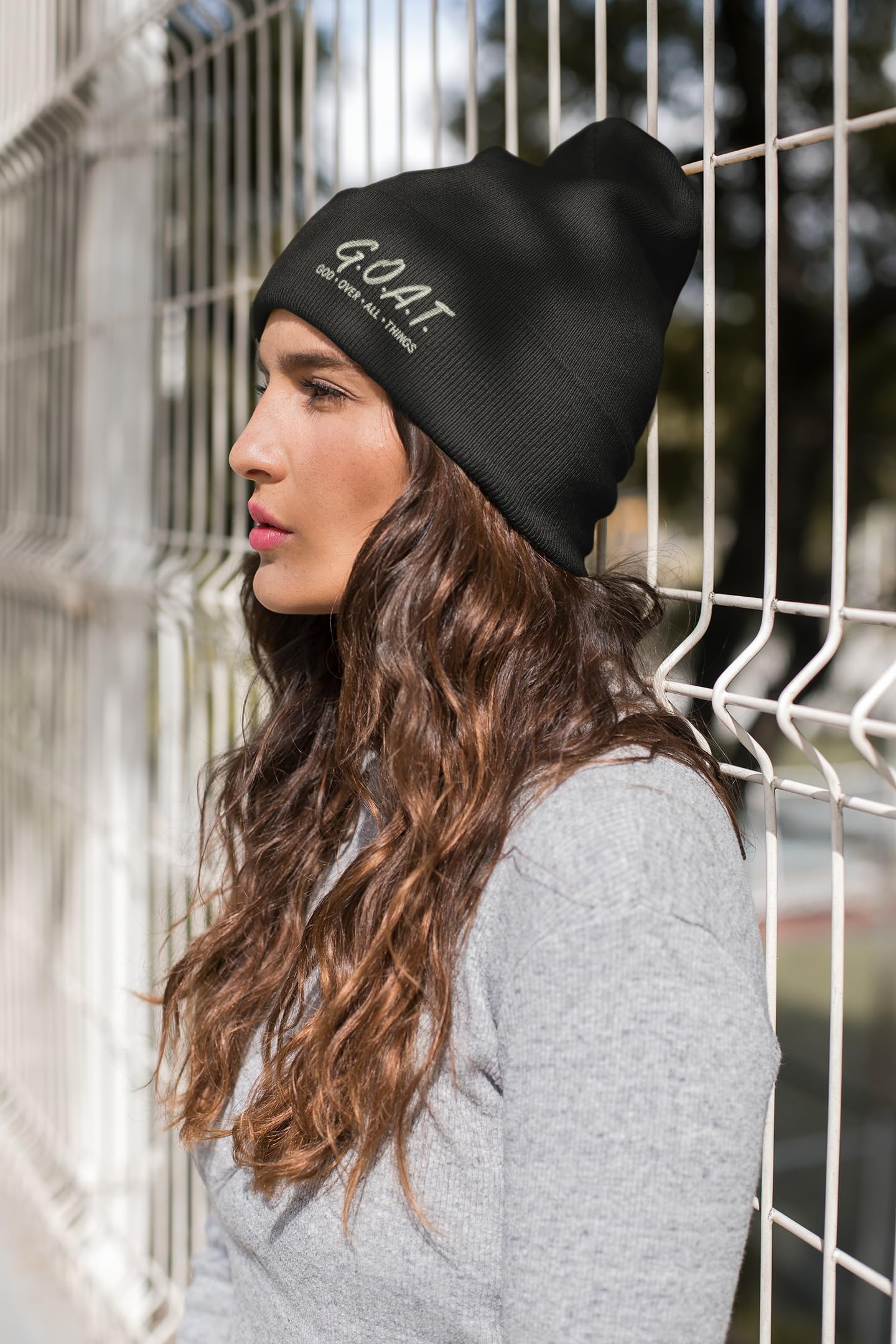 ALLNTRENDS God Over All Things Beanie Hat Christian Warm Winter Cap (Black)