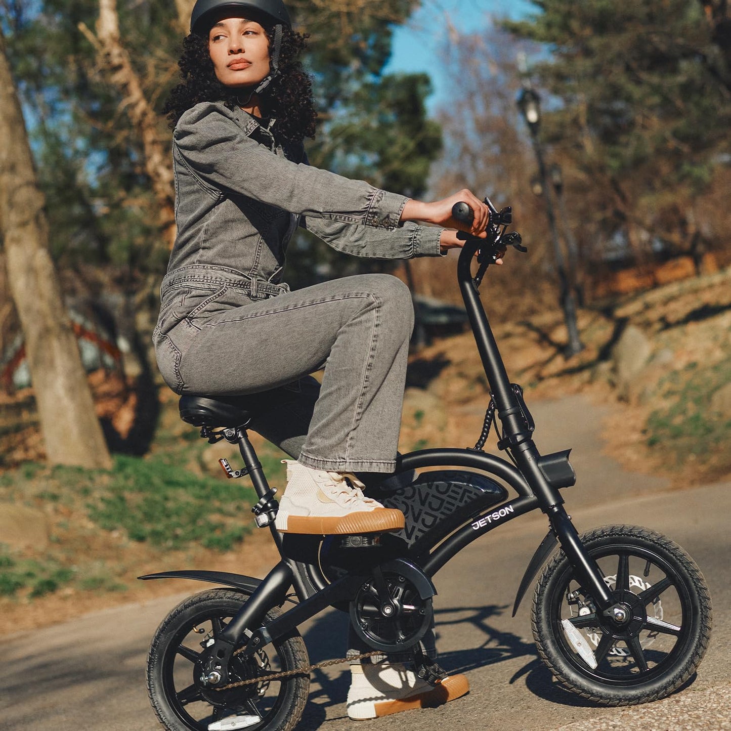 Jetson Bolt Pro Adult Electric Bike, Pedal Assist up to 30 Miles, Foldable, Built-in Carrying Handle, Lightweight Frame, LED Headlight, Dual Disc Brakes, Twist Throttle & Cruise Control, Ages 12+
