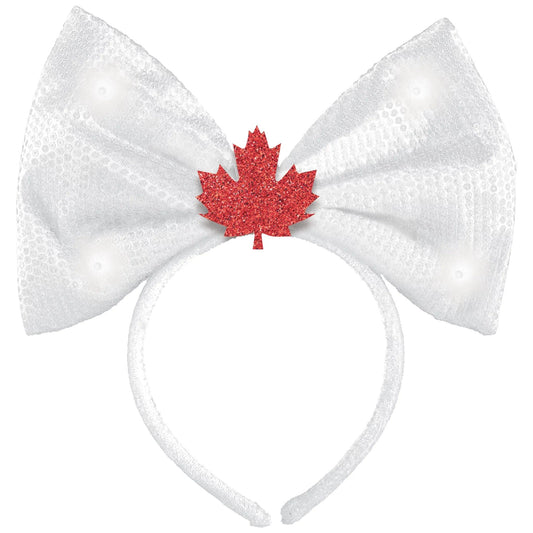 Amscan Canadian Pride Light-Up Sequin Bow Headband | 9" x 8" | 1 Pc