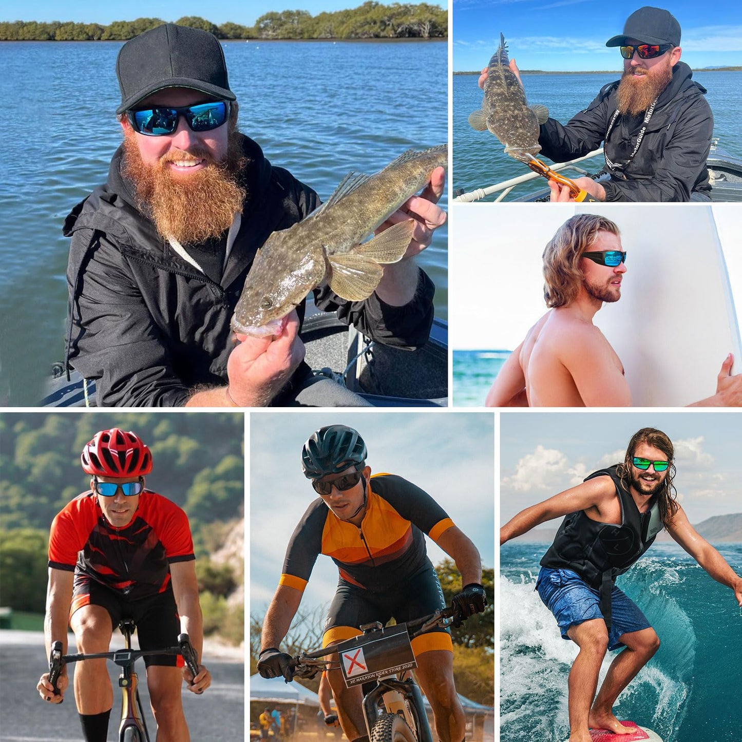 Ofwin Polarized Sports Sunglasses for Men Women Unbreakable Frame Cycling Fishing Wrap Around Sunglasses UV400 Protection Matte Black Frame/Red Mirror Lens